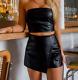 BUNDLE DEAL Women Skirt and Top Genuine Soft Leather Bodycon Black Sexy Outfit