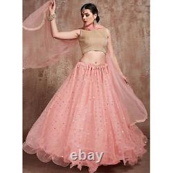 Bollywood Dresses Wedding Pink Net Lehenga Choli Dupatta Party Wear Clothing New