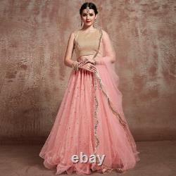Bollywood Dresses Wedding Pink Net Lehenga Choli Dupatta Party Wear Clothing New