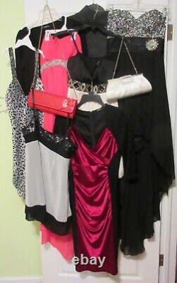 Bundle 8 Clothes Sz M Evening Dress Tunic Party Elegant + 2 Clutch Lot