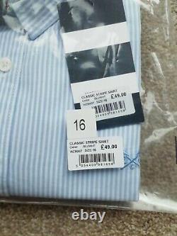 Crew Clothing Classic Striped Shirt Blue Ladies, UK 16 bundle X10 RRP £490 Bnwt