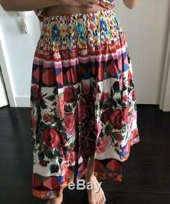 Dolce & Gabbana Cotton-poplin Floral Midi Skirt And Cropped Top IT 42/ UK10