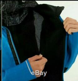 Euc Lululemon Sz 10 Down & Fleece Run Bundle Up Hooded Jacket Coat Black & Blue