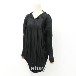 ISSEY MIYAKE High-Neck Long Coat Cardigan Size 3 Black Bundle Old Clothes (U72)