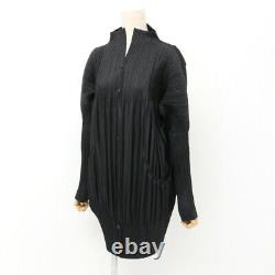 ISSEY MIYAKE High-Neck Long Coat Cardigan Size 3 Black Bundle Old Clothes (U72)