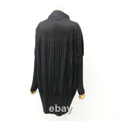 ISSEY MIYAKE High-Neck Long Coat Cardigan Size 3 Black Bundle Old Clothes (U72)