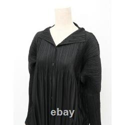 ISSEY MIYAKE High-Neck Long Coat Cardigan Size 3 Black Bundle Old Clothes (U72)