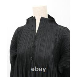 ISSEY MIYAKE High-Neck Long Coat Cardigan Size 3 Black Bundle Old Clothes (U72)