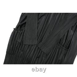 ISSEY MIYAKE High-Neck Long Coat Cardigan Size 3 Black Bundle Old Clothes (U72)