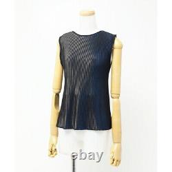 ISSEY MIYAKE Me Sleeveless Knit Top Top Women Black Bundle Old Clothes (X64)