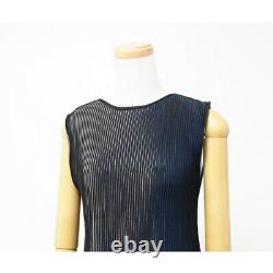 ISSEY MIYAKE Me Sleeveless Knit Top Top Women Black Bundle Old Clothes (X64)