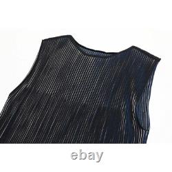 ISSEY MIYAKE Me Sleeveless Knit Top Top Women Black Bundle Old Clothes (X64)