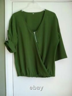 Ladies Clothes Bundle Moss Green Blouse Size XXL. Red Short Sleeved Top Size XXL