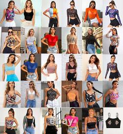 Lot 55 pcs Women Wholesale Tops Bottoms Clothing Dresses Mixed Apparel S M L XL
