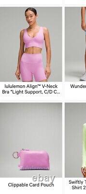 Lululemon Dahlia Mauve 8 Bundle Align Bra Swiftly Wunder Train Tank Card Pouch