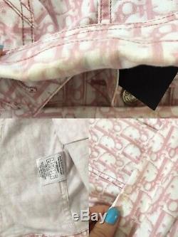 Pink Christian Dior Monogram 4 Piece Set Jacket Skirt Jeans Bag