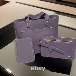 Portland Leather Goods Lavender Mini Zippered Crossbody Tote Bundle