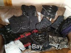 Punk, goth, rocker top, dress, shorts and corset bundle
