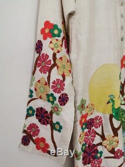 Rare Manish Arora Silk Applique Sequin Peacocks Indian Kurta Dress Size Medium