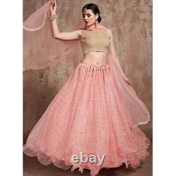 Sexy Bridal Dress Wedding Pink Net Lehenga Choli Dupatta Party Wear Clothing New